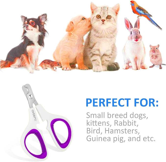 Pet Nail Clippers, Update Version Cat & Kitten Claw Nail Clippers for Trimming, Professional Pet Nail Clippers Best for a Cat, Puppy,Rabbit, Kitten & Small Dog,Sharp & Safe (Purple)