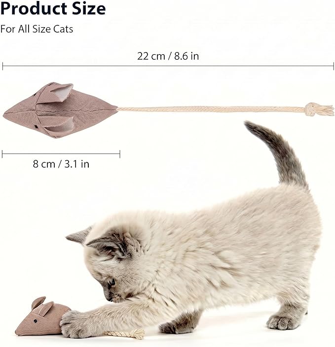 Catnip Mice Toys for Cats, 6PCS Small Interactive Fabric Mouse Toys for Indoor Adult Cats & Kittens, Encourages Chasing, Chewing, Cuddling, Kicking & Play, Kitty Exercise & Fetch Toy
