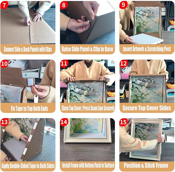 Mona Lisa Cats Bed Oil Painting Thickened cat Claw Board Three-Dimensional Plastic Photo Frame cat Room Creative Retro Cardboard cat Scratcher pad - Durable Scratching Post for Indoor Cats