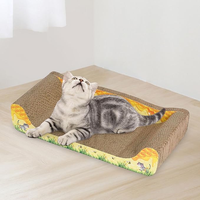 Cat Scratcher Cardboard Lounge Protect Carpets and Sofas Cat Furniture Pet Sofa Cat Scratch Bed for Indoor Cats Exercise Rest, L