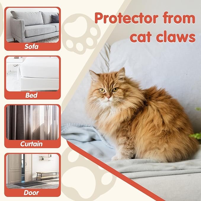 Secopad 12 PCS Large Cat Scratch Furniture Protector, Transparent Couch Protector from Cat Claws, Single-Sided Self Adhesive Anti Pet Deterrent Sofa Cover, 14IN