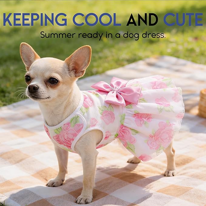 ASENKU Dog Dress Pet Wedding Dress Princess Lace Puppy Birthday Party Outfit Formal Apparel Girl for Small Medium Dogs Cats (XL, Rose)