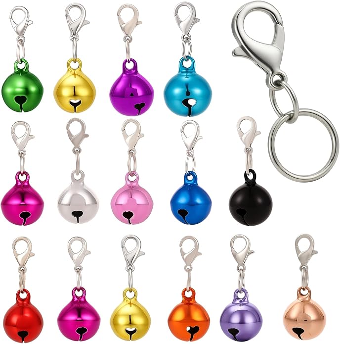15 Pcs Cat Bell, Bell for Dog Collar, Anti-Lost Collar Charm Accessories with Keychain for Dogs Cat