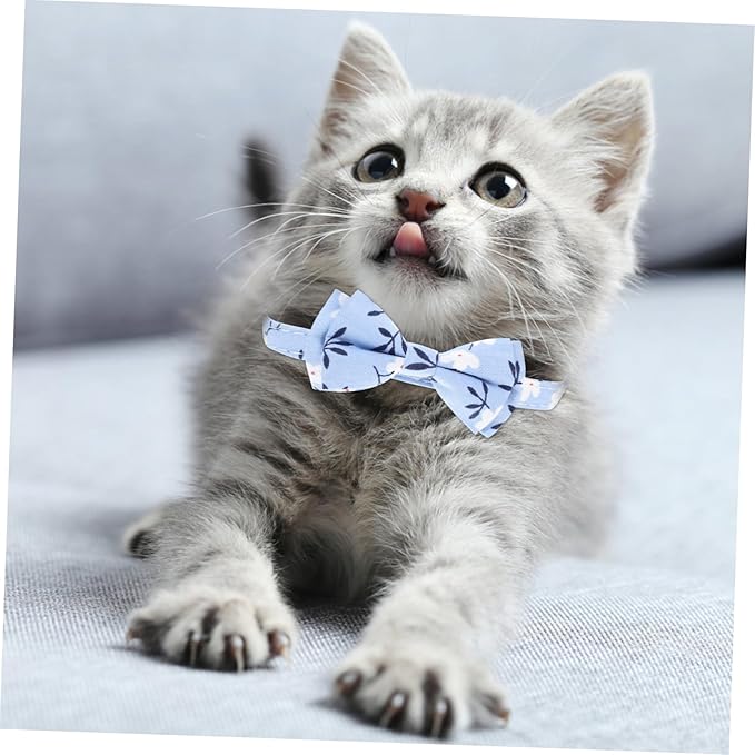 Beaupretty Cat Collar with Bowtie and Bell Cute Cat Collar for Kittens Portable Design for Comfort for Parties and Everyday Use Floral Pattern