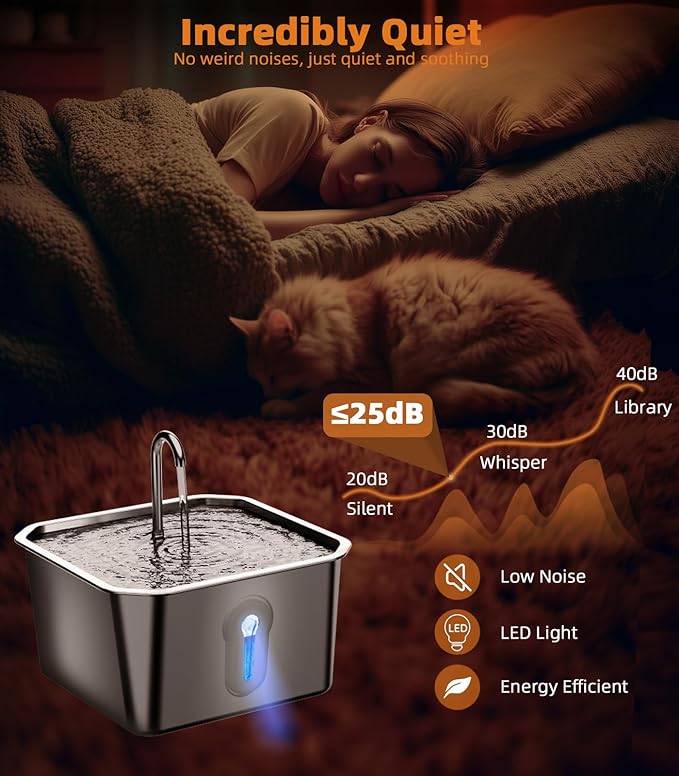 4L Large Cat Water Fountain for Multiple Cats with 8 Filters Pet Water Fountain for Cats Quiet Indoor Pets Dog Small Animal Automatic Dog Water Dispenser for Drinking Watering Supplies