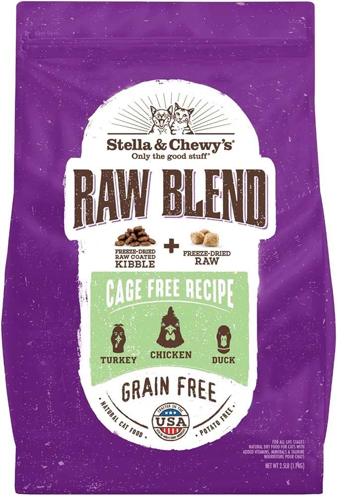 Stella & Chewy's Raw Blend Premium Kibble Cat Food – Grain Free, Protein Rich Meals – Cage-Free Poultry Recipe – 2.5 lb. Bag