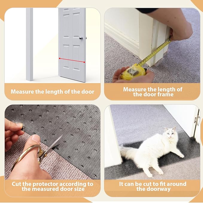 Carpet Protector for Pets Cat Carpet Protector for Doorway, Anti Scratch Under Door Cat Scratch Protector Mat, Easy to Cut Plastic Stopper (Grey, 3.6FT-1pack)