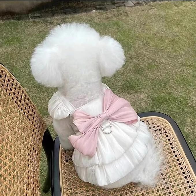Dog Dress Cat Dresses for Small Girl Chihuahua Yorkie Clothes Pet Princess Skirts with Bow Knot Doggie Summer Costume Outfits for Birthday Party Wedding