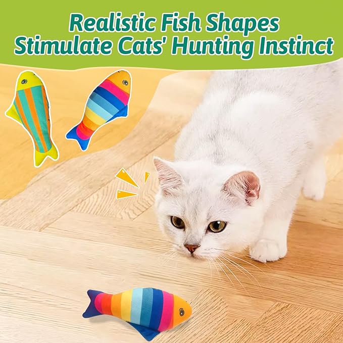 Andiker 2PCS Catnip Toys for Cats, Colorful Cat Fish Toys with Catnip Built-in Bells Soft Bite-Resistant Interactive Cat Toys for Indoor Cats Biting Chewing Reducing Boredom (Round)