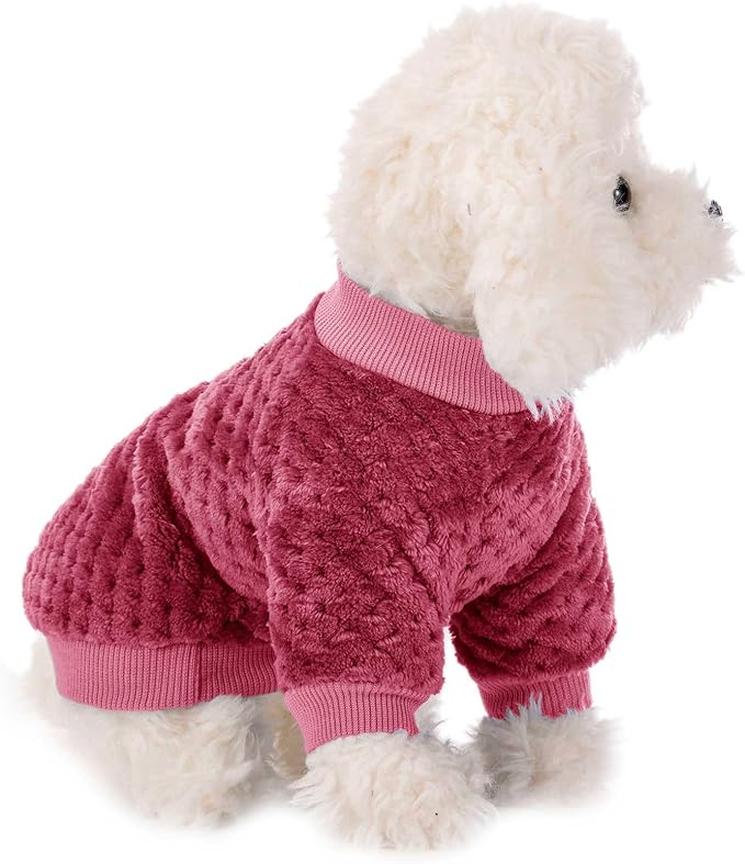 Dog Sweater, 2 or 3 Pack Dog Sweaters for Small Medium Dogs or Cat, Warm Soft Flannel Pet Clothes for Dogs Girl or Boy, Dog Shirt Coat Jacket (X-Small, Burgundy+Rosy)