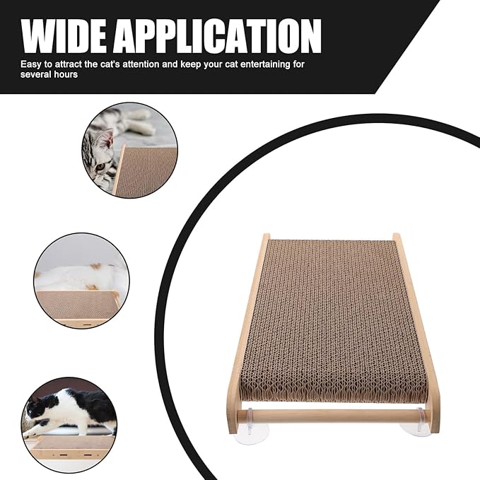 PRETYZOOM Large Cat Scratching Board and Corrugated Cat Bed with Wood Frame for Furniture Protection Suitable
