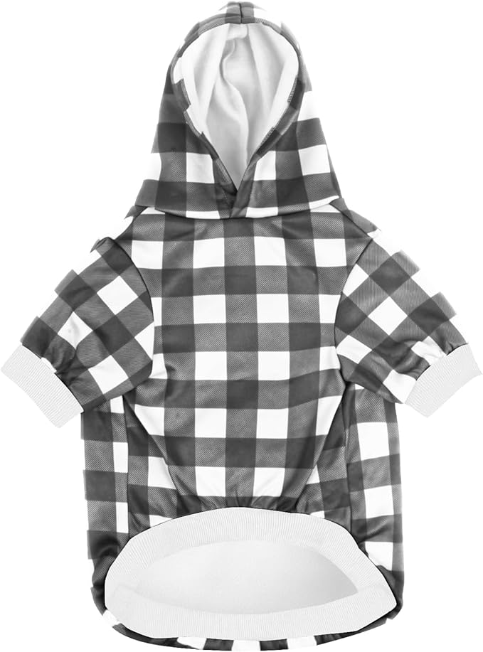 Plaid Dog Sweaters Hoodies Sweatshirts for Dogs Cats, Warm and Soft Cold Weater Coats for Christmas (Black, X-Small)