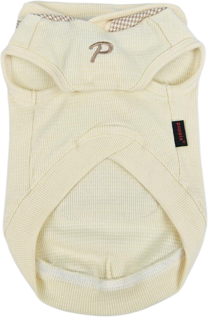Puppia Xander Dog Shirt Hooded Trendy Fashionable Cute Dog Apparel for Small and Medium Dogs, Beige, Medium