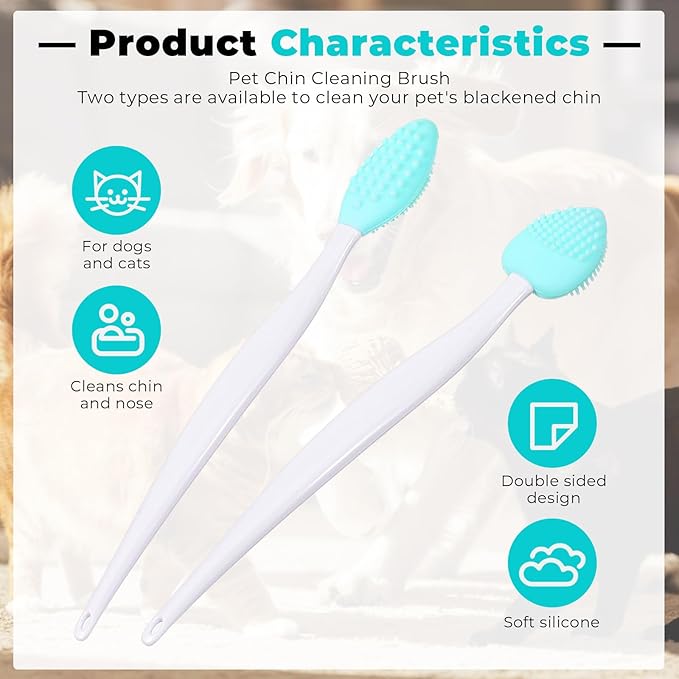 LLOUSSAK 4Pcs Cat Acne Chin Treatment, Black Seed Brush Soft Silicone Cat Grooming Scraper Brush, Double-sided Silicone Cleaning Brushes Cats Chin Acne & Blackhead Exfoliation