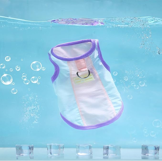 Ice Silk Fluorescent Tank top with Traction Ring, Suitable for Small/Medium Dogs, pet Dog Sun Protection Breathable Outdoor Walking Tank Top