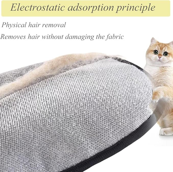 Pet Hair Removal Gloves with Electrostatic Tech Reusable Comfortable & Durable Grooming Gloves for Cats Dogs Long/Short Hair Removes Fur from Furniture, Clothes, Car Interiors (2Pcs)
