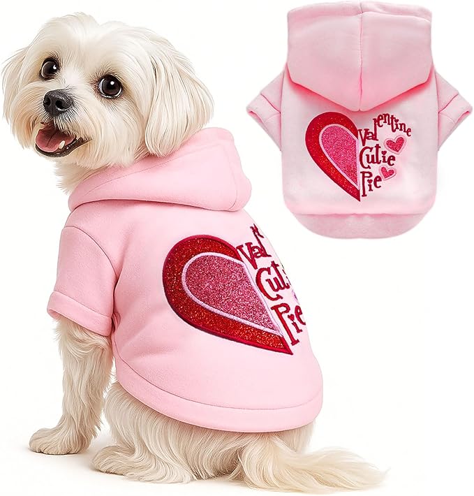 ABRRLO Small Dog Hoodie Clothes Cute Pink Fleece Dog Sweater for Small Dogs Cats Girl Warm Puppy Sweatshirt with Leash D Ring Fall Winter XS Pet Outfits Chihuahua Yorkie Shihtzu Clothing(Cutie Pie,L)