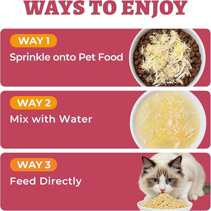 Wellix Dog & Cat Food Topper, Cat Treats for Indoor Cats, Fiber Treats for Dogs Supporting Dogs Gut Health, with Freeze Dried Chicken, Freeze Dried Fruit & Egg Yolk for Cats, 7.05oz