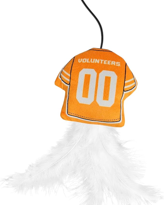 NCAA Tennessee Volunteers Team Jersey Wand with CAT NIP, Cat Toy Jersey Shaped Plush Teaser Toy for Cats & Kittens - Interactive Pet Toy for Play & Exercise