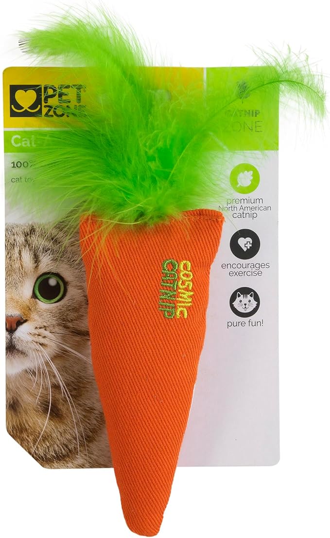 Pet Zone Catnip Carrot & Banana Catnip Feather Cat Toys, Pack of 2
