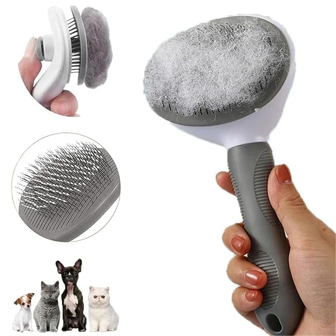 Pet Hair Remover Dog Brush Cat Comb Animal Grooming Tools Dogs Accessories Cat Supplies Stainless Steel Beauty Massage Comb(Pink)