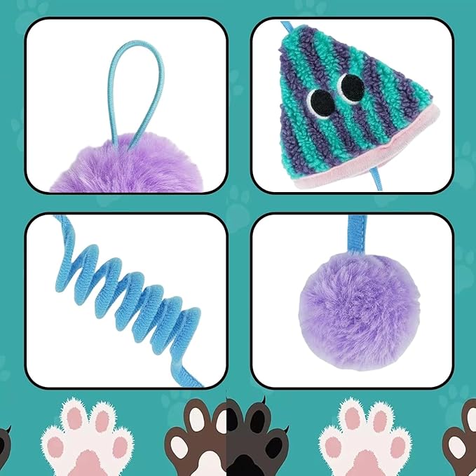 Spring Parachute Cat Toys for Indoor Cats,Interactive Door Hanging Cat Toys for Bored Indoor Adult Cats,Retractable Teaser Toy,Hanging Interactive Toys for Cat Kitten Chase Exercise (Style A-2PCS)