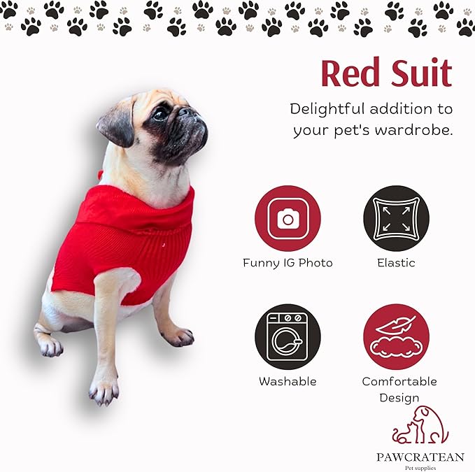 Cute Sweater for Dogs and Cats Soft Flannel Pet Outfit Warm and Cozy Animal Hoodie Small to Large Pet Clothes for Halloween Parties and Everyday Wear (Medium, Red Bowtie)