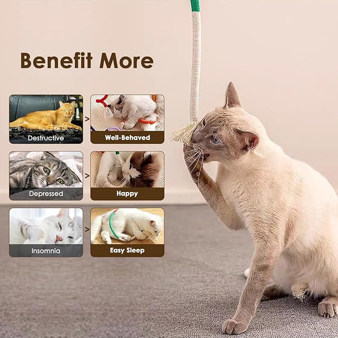 Letalong 3 PCS Cotton Rope Cat Toys with 3 Pack Catnip for Indoor Cats, Interactive Cat Rope Toys with Silvervine Fruit for Cats and Kittens, Handmade Pet Chew Toys for Teeth Cleaning