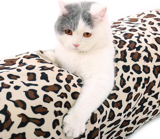 PAWZ Road XL Collapsible Cat Tunnel for Fat Cats & Rabbits - 51"x12" Extra Wide Pet Play Tunnel with 12-Inch Diameter for Large Cats, Small Dogs