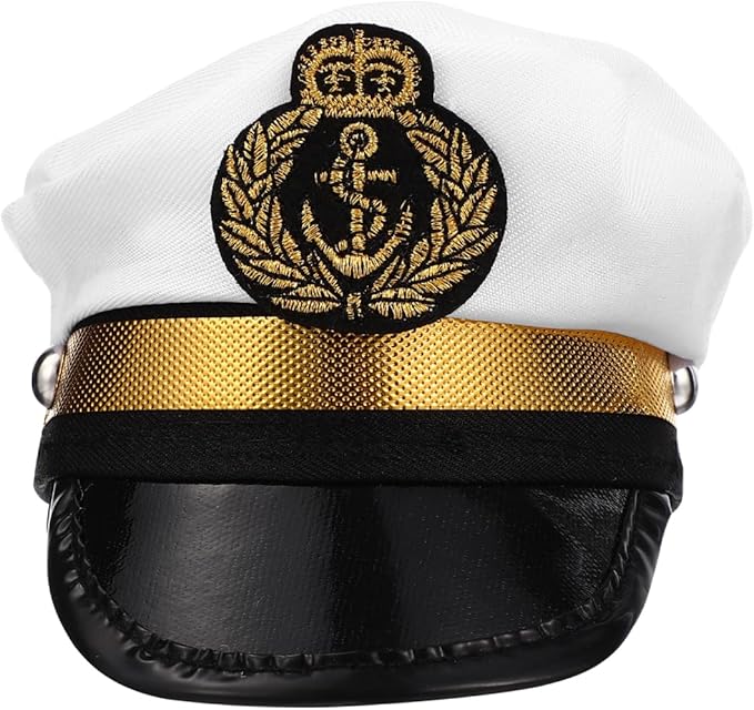 Alasum Pet Captain Hat Headpiece for Cats and Small Dogs Adjustable Polyester Costume Accessory for Parties Photo Props 5.11X3.54X3.54In