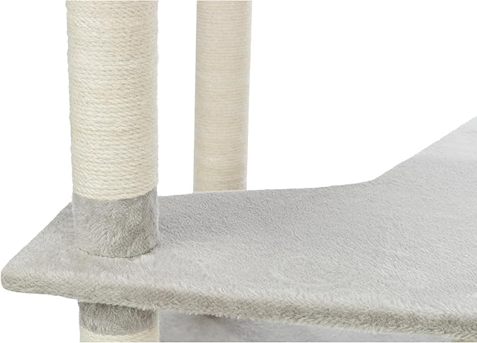 TRIXIE Seli Cat Tree – Cat Tower with Sisal Posts, Condo, Padded Platforms & Hanging Toy – Cat Furniture for Indoor Cats – Gray, 21.1" x 21.1" x 59.1"