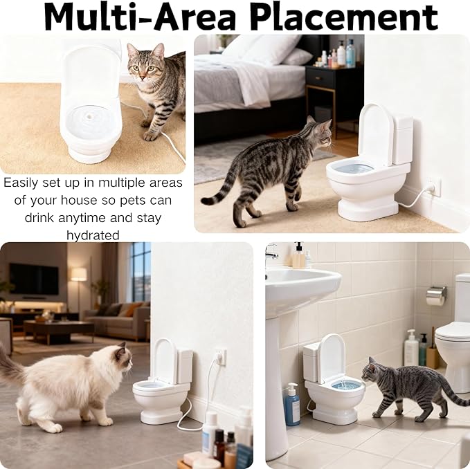 Toilet-Shaped Automatic Pet Water Fountain, Leak-Proof Electric Cat & Dog Water Dispenser, Continuous Fresh Water Dispenser for Pet