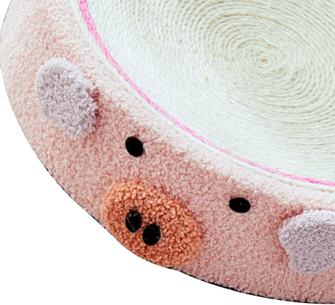 Cat Scratcher Bed Round Sisal Cat Scratcher Cardboard Cat Scratcher Lounge Bed Cat Scratcher Bowl Nest with Cartoon Pattern for Couch Carpets Sofas Protector (Pig)