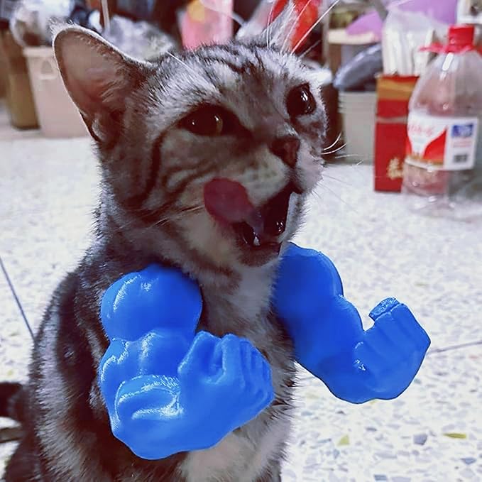 Cat Arms Muscle Arms for Cats Neck Funny 3D Printed Arm Cosplay Accessories (Blue)