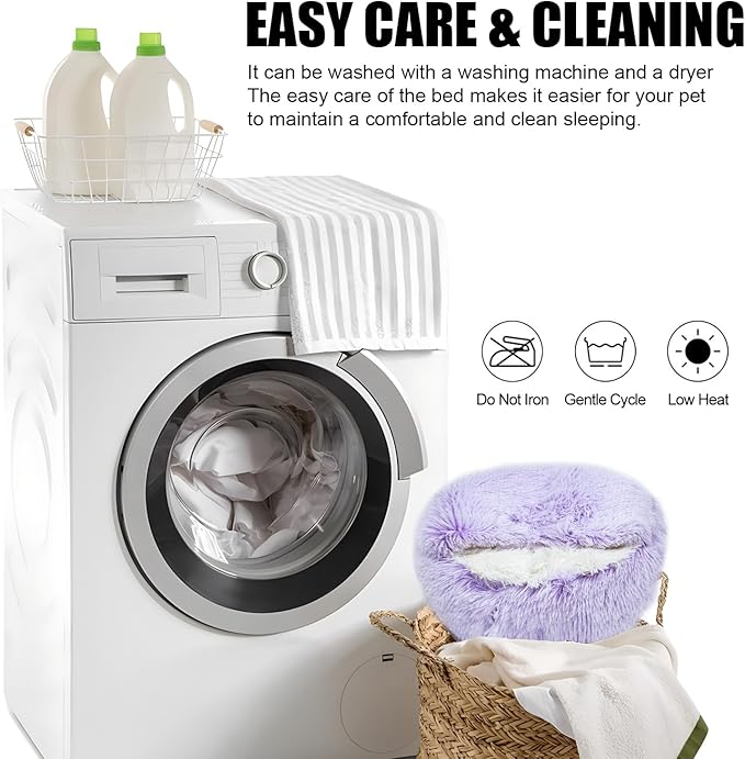 FORMYCATIE Cat Beds for Indoor Cats,Cat Cave for Puppy and Kitty,Calming Small Dog Bed for Small Dogs with Cover Cave,Cozy Warming Fluffy Washable Anti-Slip Pet Sleeping Bag(24 * 24inch,Purple)
