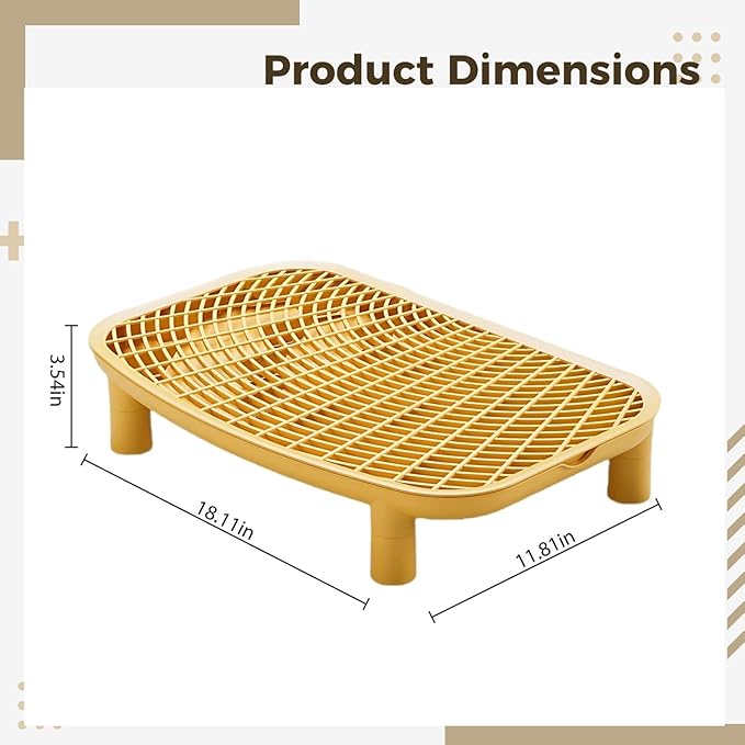 18.1 in Cat Litter Box Platform, Anti-Tracking Step, Yellow, Easy Clean