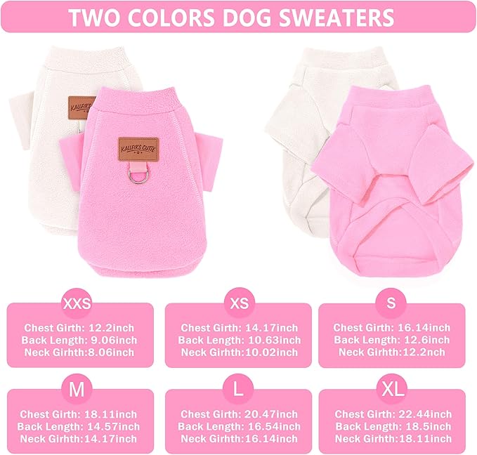 2 Pieces Dog Sweater Fleece Dog Winter Clothes for Small Dogs Girl Boy Turtleneck Puppy Sweatshirt Pet Pullover Sweaters Cat Apparel Clothing,XS, (Beige+Light Pink)