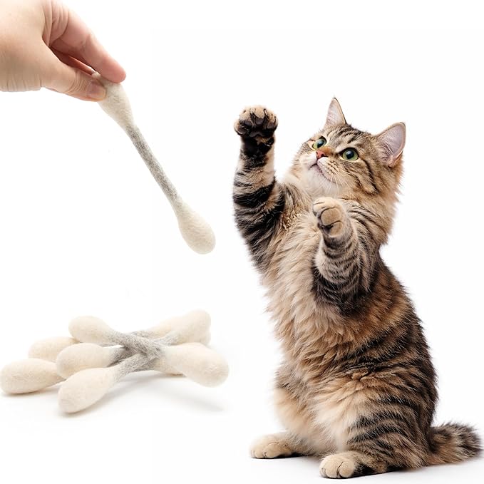 Glaciart One Swabs Cat Toys with Catnip - 6 Pk | Durable for Chew, Cute Cat Toys Interactive Kitty for Boredom, Exercise, & Play | Filled w/Organic Catnip for Anxiety & as Digestive Aid | Gift Idea