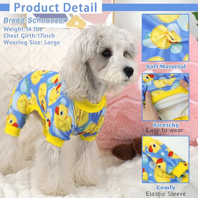 XPUDAC Dog Pajamas for Small Medium Dogs, Strechy Soft Dog Clothes for Dogs Girl Boy Pet Jumpsuit, Cat Onesie-S