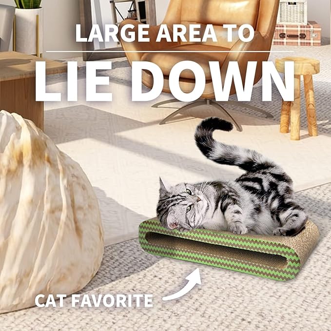 PAWISE Cat Scratcher Cardboard - Reversible Scratching Pad & Lounge Bed for Indoor Cats, Durable Corrugated Furniture Protector