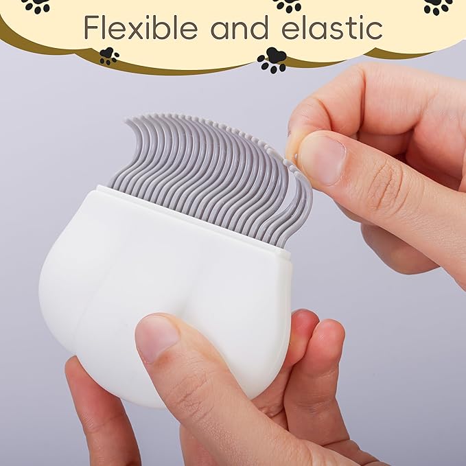 2-in-1 Pet Hair Removal Massaging Shell Comb, Soft Deshedding Brush for Cats & Dogs, Gentle Grooming Tool for Mats & Tangles (White)
