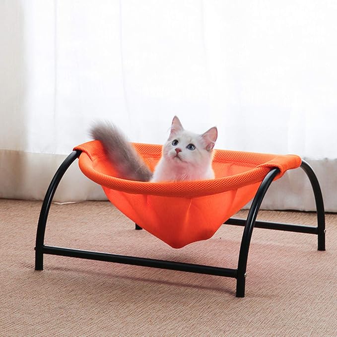 MW Cat Hammock Bed - Free-Standing Pet Sleeping Supplies, Whole Wash, Stable & Breathable (Orange)