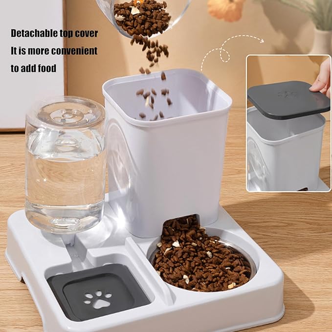 Dog Double Bowl Feeder Automatic Cats Food Container and Water Dispenser for Dog Daily Feeding Watering Supply Feeder for Food Dispenser