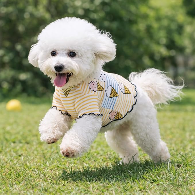 Winmany Dog Cooling Shirt for Small Dog Cat, Puppy Summer Sun Protection Stretchable Clothes, Quick Dry Breathable Pet Vest Outfit,Ice Cream, Small
