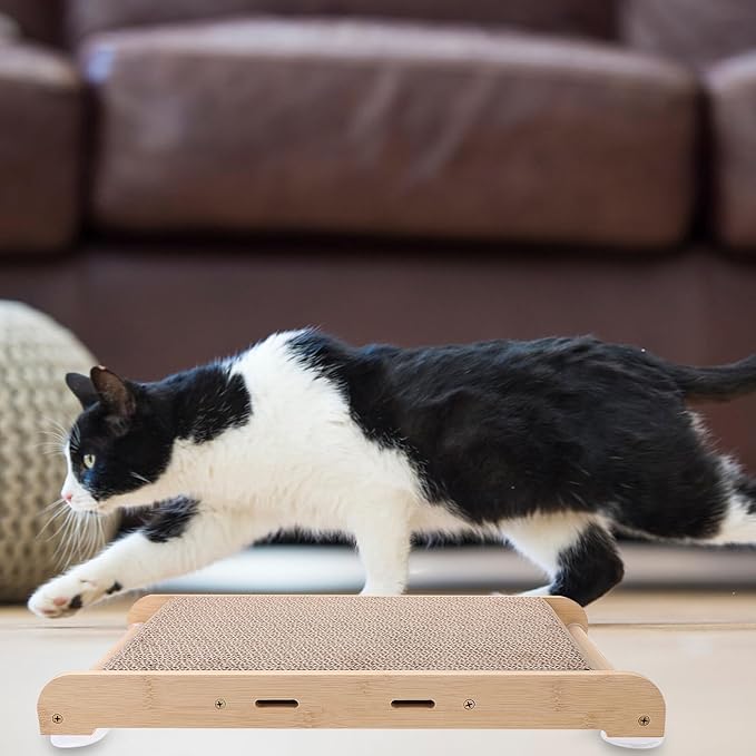 Cat Scratching Board and Lounge Bed Large Corrugated Cardboard Cat Scratch Mat with Frame Protecting Furniture and Playing