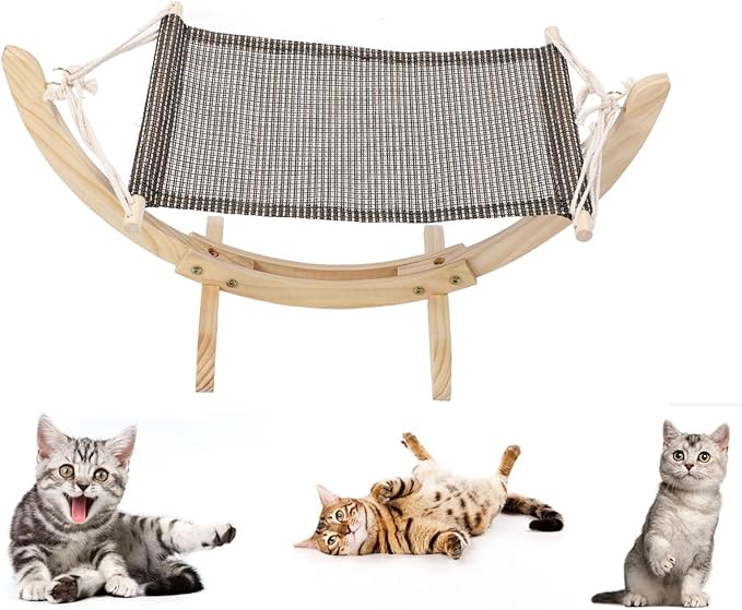 Asixxsix Cat Hammock Bed, Multipurpose Elevated Cat Bed Comfortable Cat Swing Bed, Pet Furniture for Kitty, Puppy, Bunny and Small Animal, Easy Assembly, Easy to Clean (Mesh Fabric)