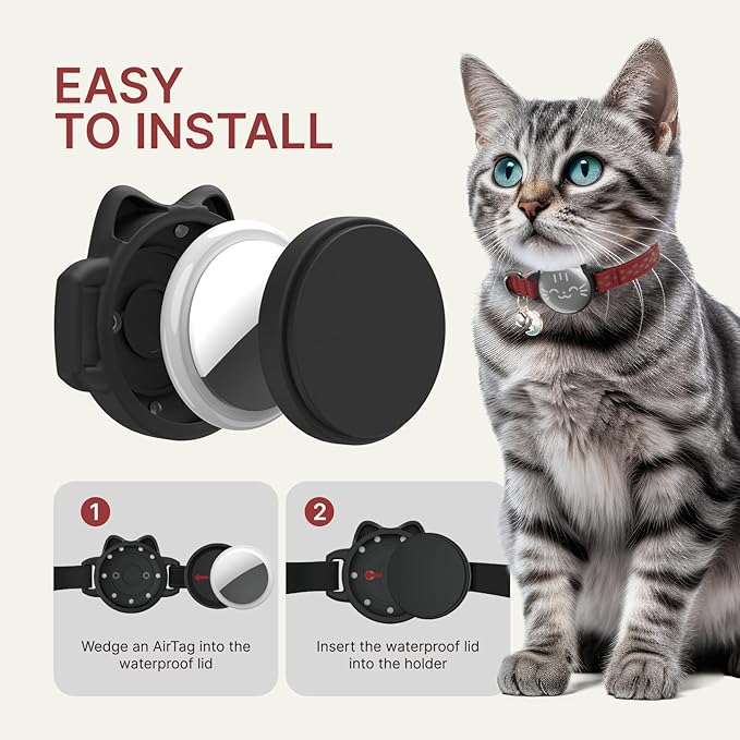 Waterproof Airtag 2nd & 1st Cat Collar, Breakaway Cat Airtag Collar with Luminous & Reflective Pattern Strap, Lightweight Kitten Collar for Apple Air tag, Hidden Holder for GPS Tracker - Cats, Kittens