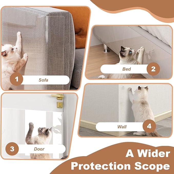 18 Pack Cat Scratch Furniture Protector, Cat Couch Protector from Claws, Anti Scratch Furniture Protectors from Cats Scratching, Anti Scratching Sticky Tape, Sofa Corners Paws Tape for Cats