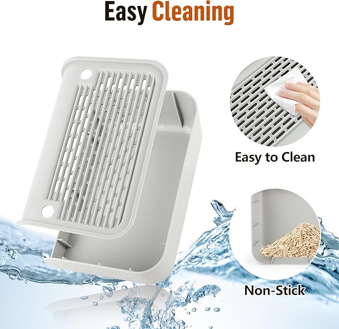 Cat Litter Box Step, Cat Litter Ramp Mat with Filter Function for Self-Cleaning Litter Box, Easy to Clean, Cats Pedal Step Stool Ideal for Kitten & Elderly Cats (Light Grey)