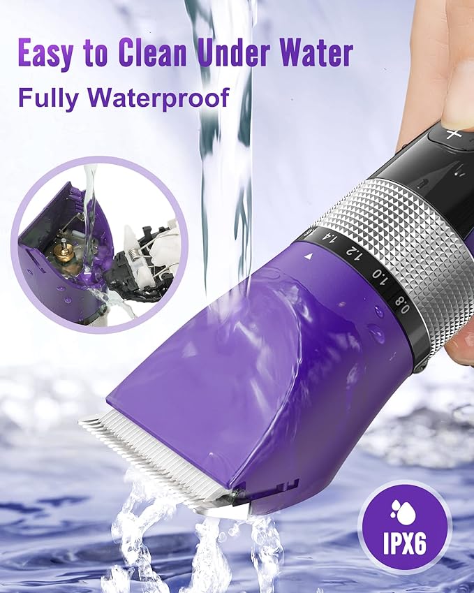 oneisall Cat Clippers for Matted Hair, 5-Speed Low Noise Cat Grooming Kit with 6-in-1 Adjustable Blade, Waterproof Cat Trimmer for Long Hair, Cat Shaver with Guard Combs for Dogs Cats Animals